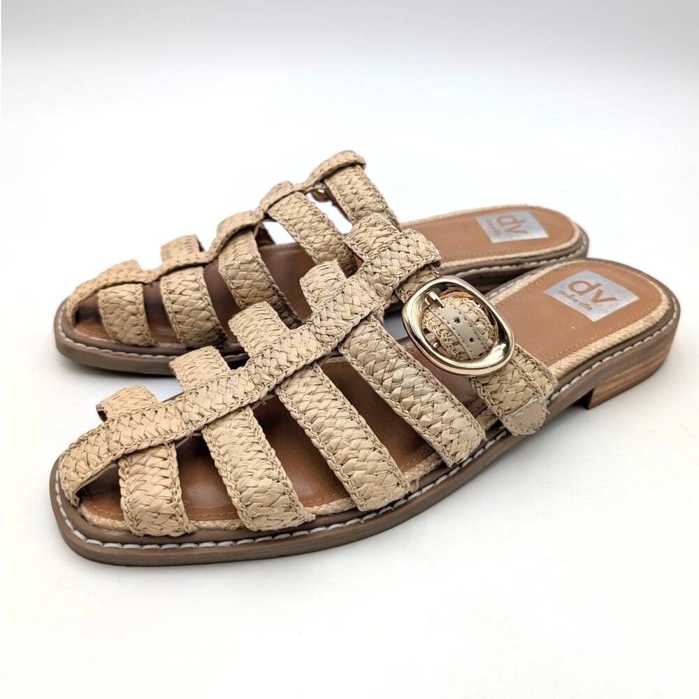 DV by Dolce Vita Fyona Mule Sandals Buckle Women's Raffia Size US8.5 EU39